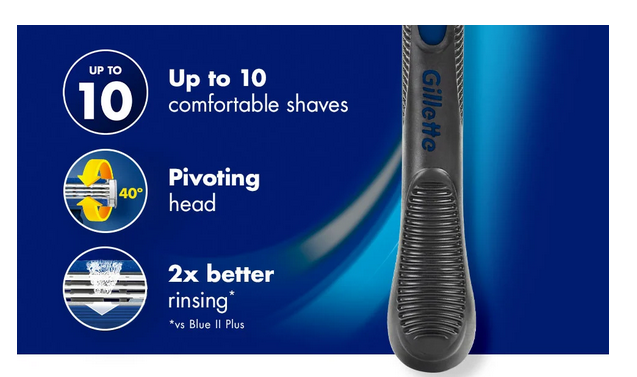 Gillette Blue3 Smooth Razors 6 Pack (60 Shaves) + NIVEA Men Shaving Foam 50ml