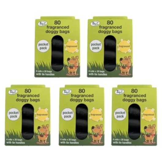 80 Premium Fragranced Doggy Poop Bags – Strong, Leak-Proof, Tidyz Pocket Rolls