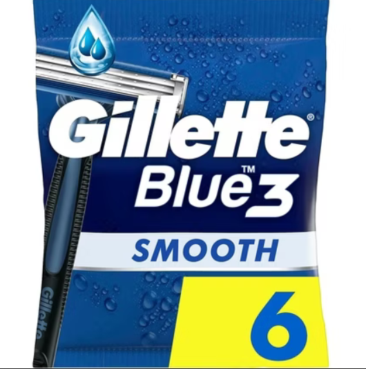 Gillette Blue3 Smooth Razors 6 Pack (60 Shaves) + NIVEA Men Shaving Foam 50ml