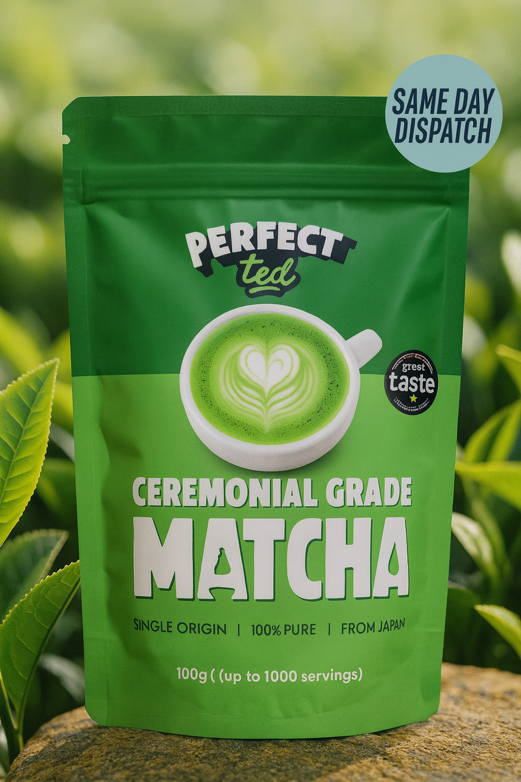 PerfectTed Ceremonial Grade Matcha Powder 100g – Authentic Japanese Green Tea