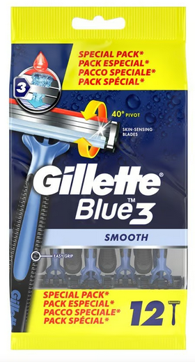 Gillette Blue 3 Smooth Men's Disposable Razor x 12 ( Not Gillette Blue 2 )