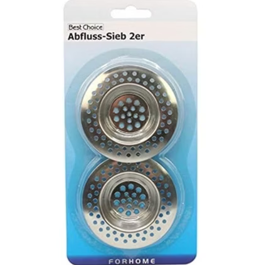 2 x Sink Strainer Plug Kitchen Steel Basin Waste Drain Bath Filter Hair Drainer