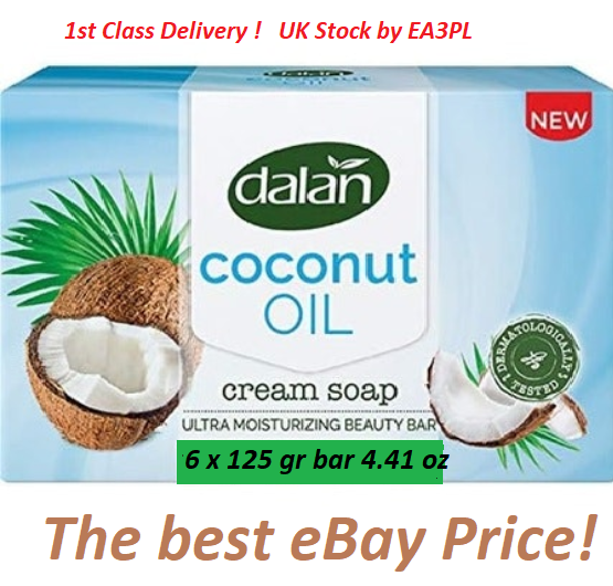 6 x 125g Dalan Coconut Oil Cream TURKISH Soap Ultra Moisturizing Beauty Bar Soap