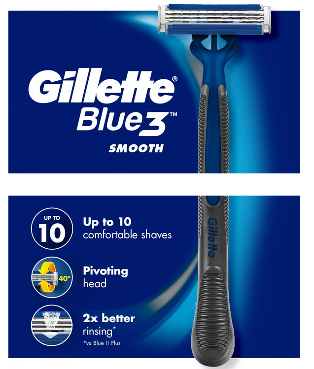 Gillette Blue3 Smooth Disposable Razors 12 Pack + NIVEA Men Shaving Foam 50ml