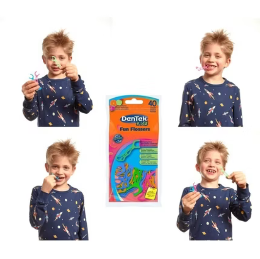 DenTek Kids Fun Flossers – 40 / 120 / 240 Pack – Fluoride Coated