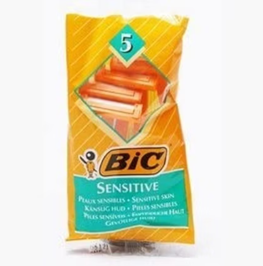 BIC Classic Disposable Razors for Sensitive Skin - Pack of 5 | Big Multi-Buy Dis